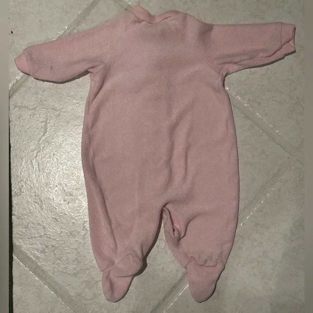 Vintage Carters Pink Fleece Footed Sleeper Bunny Embroidered Cozy Y2K 0-3 Months